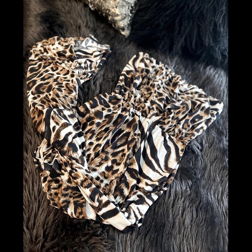 Tiger + leopard print maxi dress Small